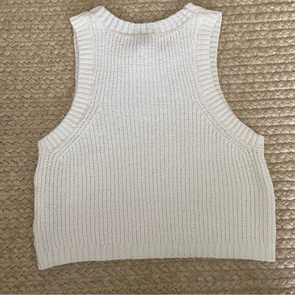 H&M White Knit sleeveless sweater tank top size small cropped - Picture 7 of 10